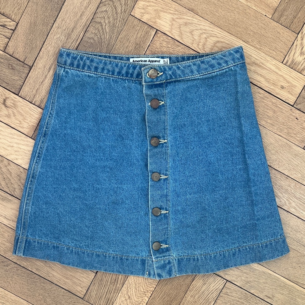 Y2K American Apparel a-line denim button front mini skirt